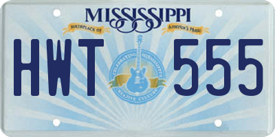 MS license plate HWT555