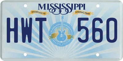 MS license plate HWT560