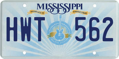 MS license plate HWT562