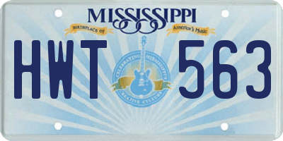 MS license plate HWT563