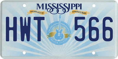 MS license plate HWT566