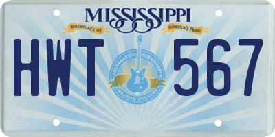 MS license plate HWT567