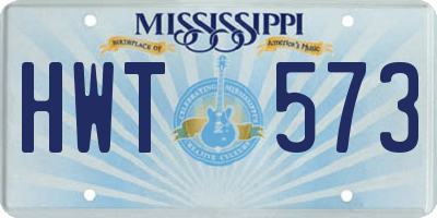 MS license plate HWT573