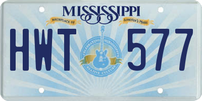 MS license plate HWT577
