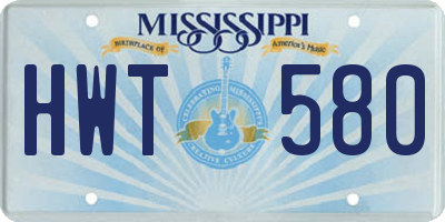 MS license plate HWT580