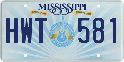 MS license plate HWT581