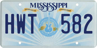 MS license plate HWT582