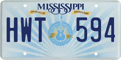 MS license plate HWT594