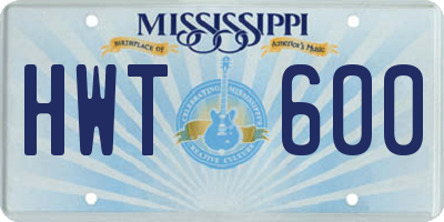 MS license plate HWT600