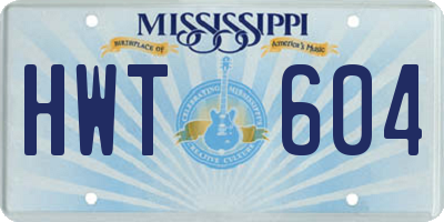 MS license plate HWT604