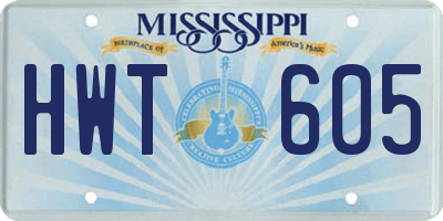 MS license plate HWT605