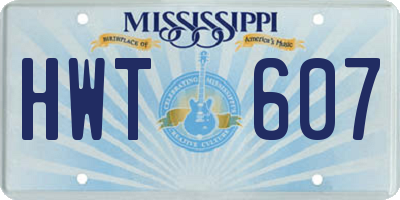 MS license plate HWT607