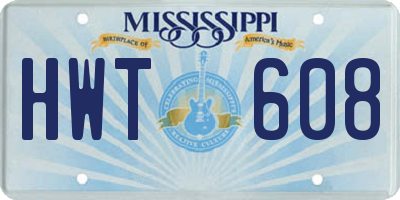 MS license plate HWT608
