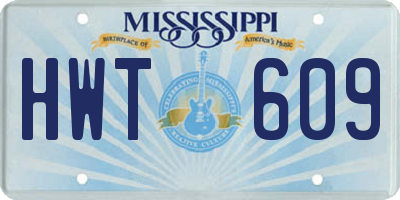 MS license plate HWT609