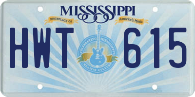 MS license plate HWT615