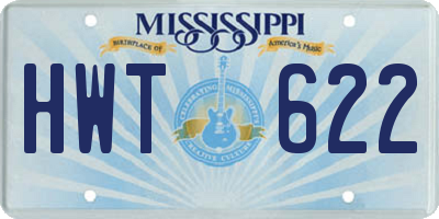 MS license plate HWT622