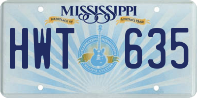MS license plate HWT635