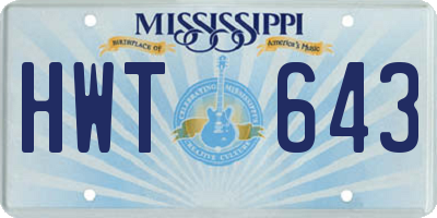 MS license plate HWT643