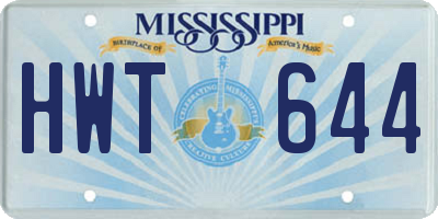 MS license plate HWT644