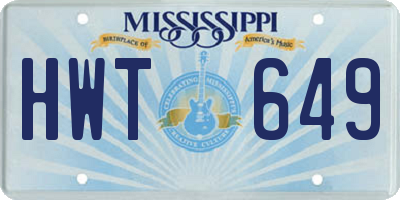 MS license plate HWT649