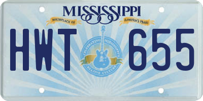 MS license plate HWT655