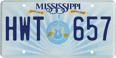 MS license plate HWT657