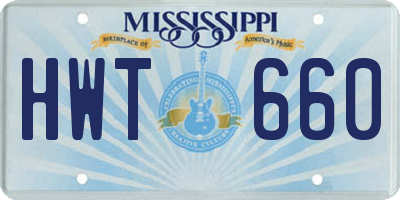 MS license plate HWT660