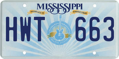 MS license plate HWT663