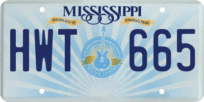 MS license plate HWT665