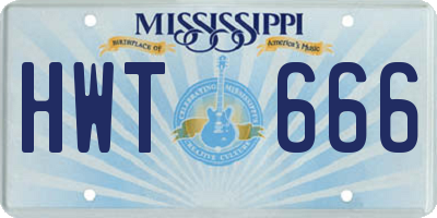 MS license plate HWT666
