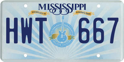 MS license plate HWT667