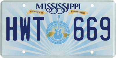 MS license plate HWT669