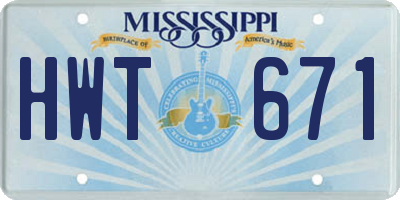 MS license plate HWT671