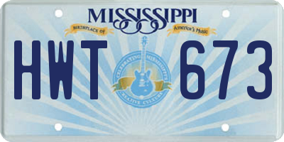 MS license plate HWT673