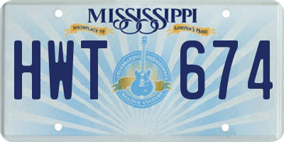 MS license plate HWT674