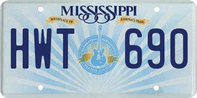 MS license plate HWT690