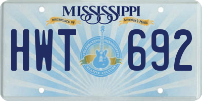 MS license plate HWT692