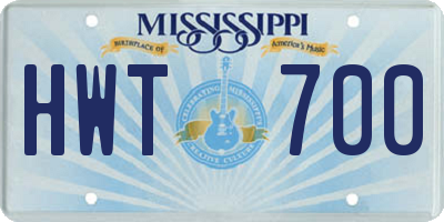 MS license plate HWT700