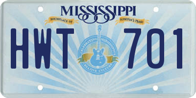 MS license plate HWT701