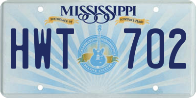 MS license plate HWT702