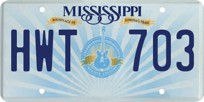 MS license plate HWT703