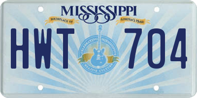 MS license plate HWT704