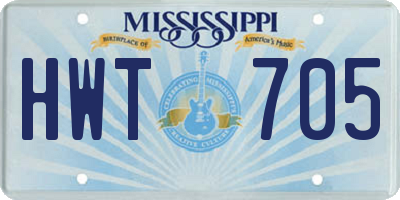 MS license plate HWT705