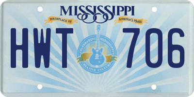 MS license plate HWT706