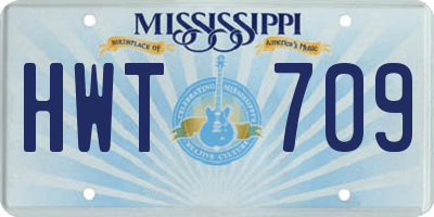 MS license plate HWT709