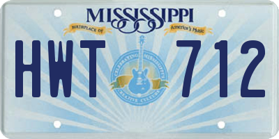 MS license plate HWT712