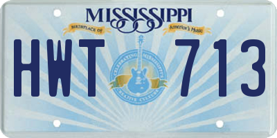 MS license plate HWT713