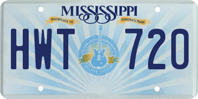 MS license plate HWT720