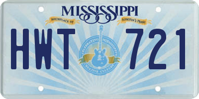 MS license plate HWT721
