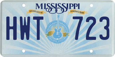 MS license plate HWT723